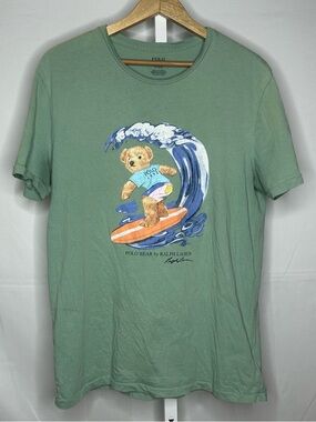 Polo by Ralph Lauren Sage Green Surf Bear Graphic Tee